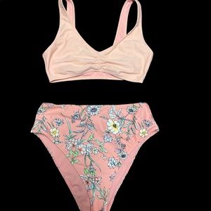 Forever 21 high rise floral bikini sport top bralette style size small
